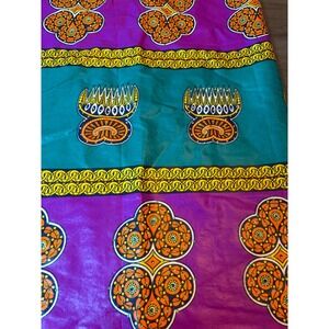 Supreme Wax Holland SBA 1660 Guaranteed Bazin African Print Fabric Purple Teal